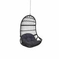 Wiszący fotel rattanowy czarny 105x70x120 cm