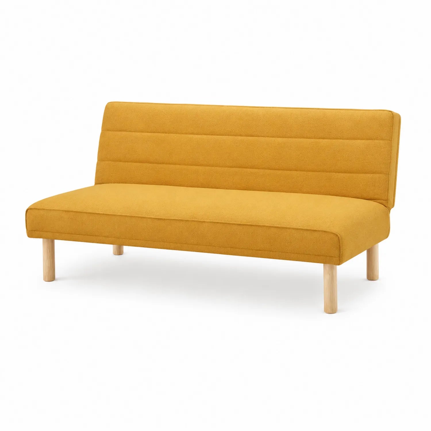 Sofa 3-osobowa Musztardowa Tkanina i Drewno