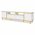 Szafka RTV z płyty MDF i metalu Biały/Złoty 180x45x60 cm