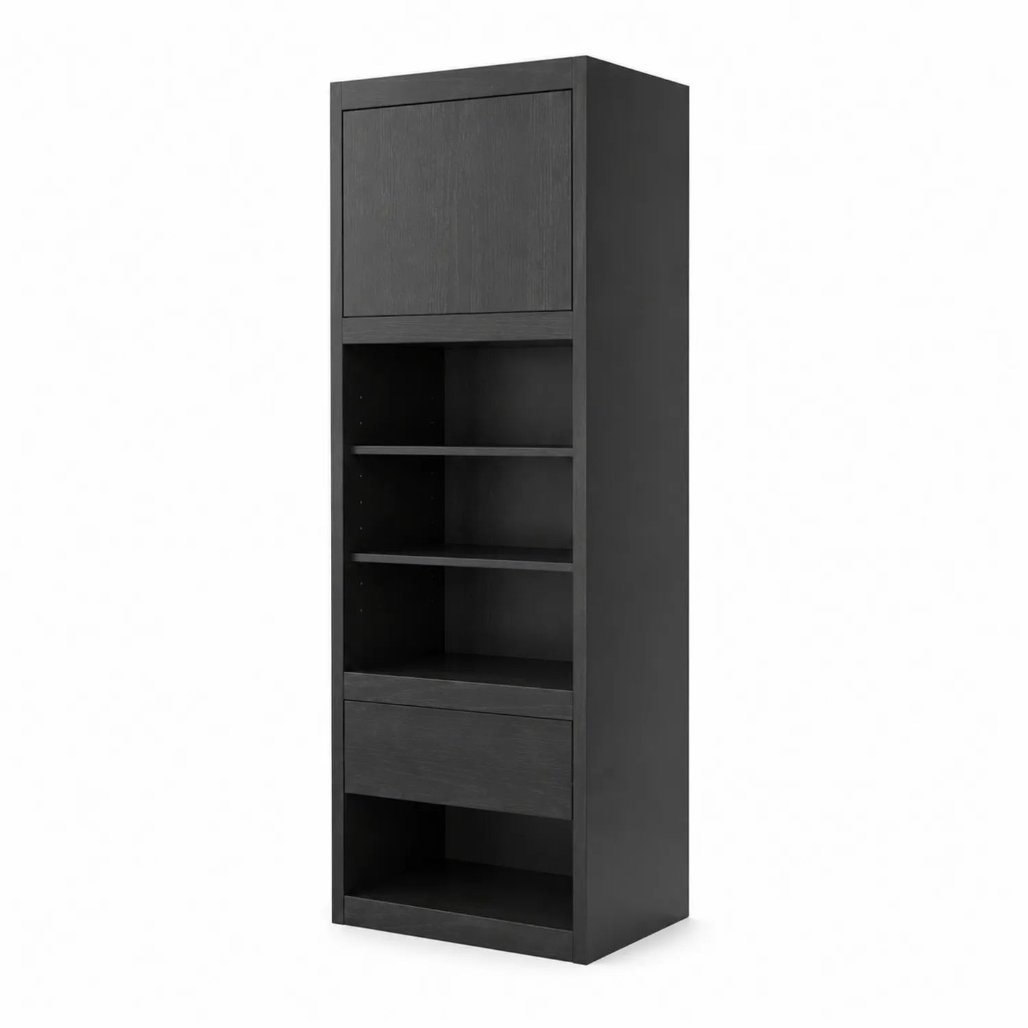 Regał z półkami i szufladą z płyty MDF czarny 180x60x30 cm