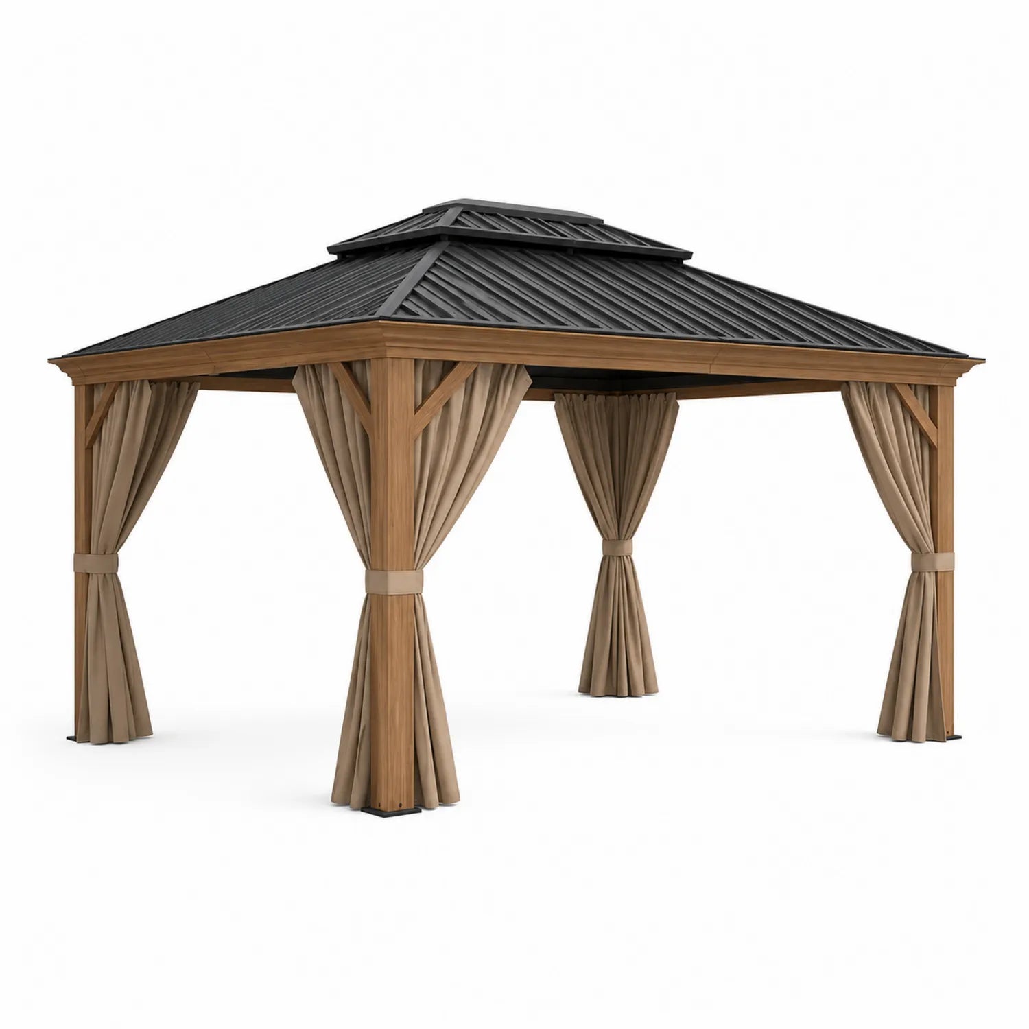 Altana ogrodowa prostokątna 3x4m, stal, aluminium, poliester, brązowy
