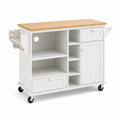 Bufet kuchenny mobilny z drewna sosnowego i MDF biały 90x45x85cm