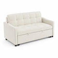 Sofa rozkładana z ekoskóry z funkcją schowka 192 cm Kremowy