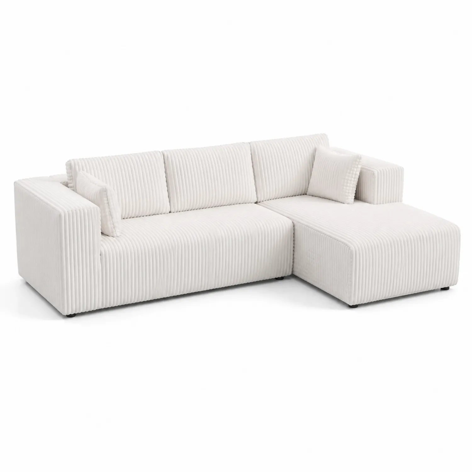 Sofa narożna z tkaniny sztruksowej Beżowa