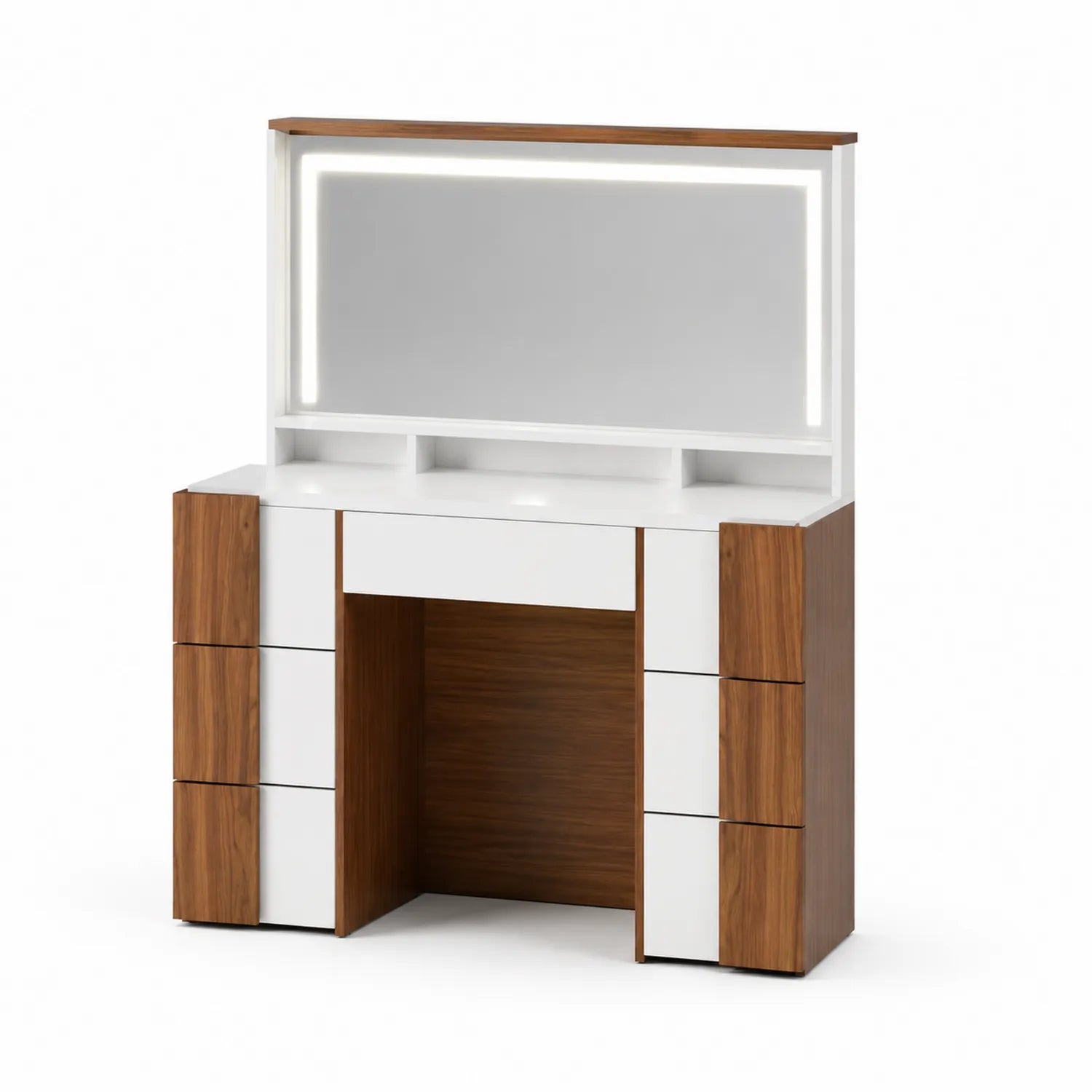 Toaletka z lustrem LED MDF i drewno 120x40x140 cm