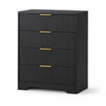 Komoda z czterema szufladami MDF Czarna 80x40x100 cm