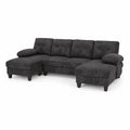 Narożna sofa z szezlongiem 290 cm, antracytowa, tkanina poliester