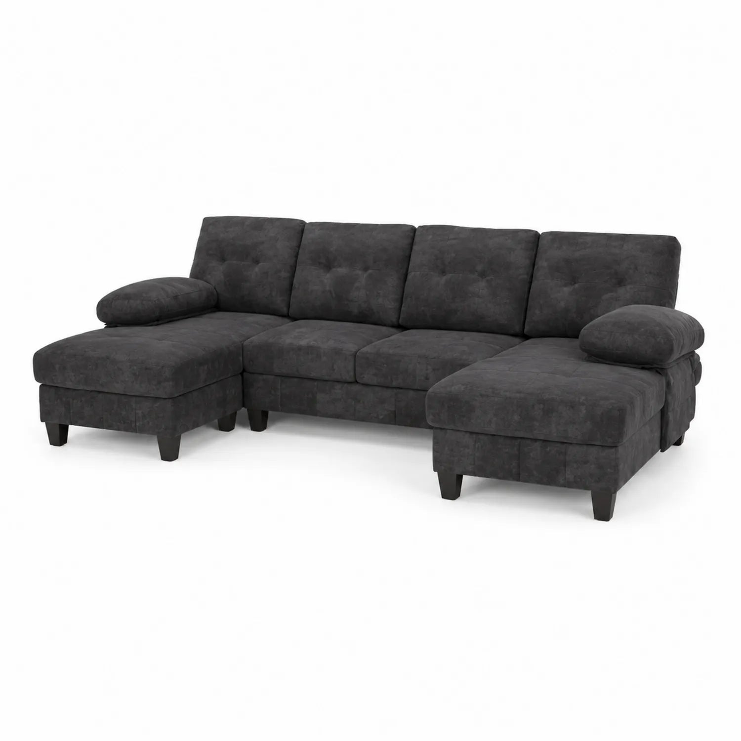 Narożna sofa z szezlongiem 290 cm, antracytowa, tkanina poliester