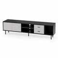 Szafka RTV prostokątna 180x40x50 cm z płyty wiórowej czarno-szara