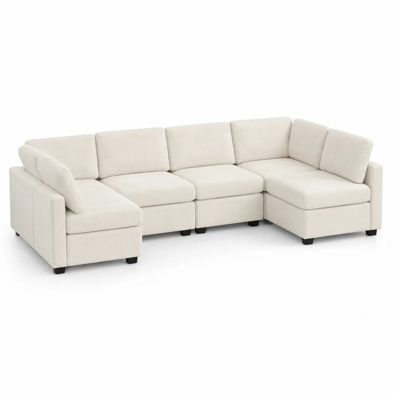 Modułowa sofa narożna z tkaniny kremowej